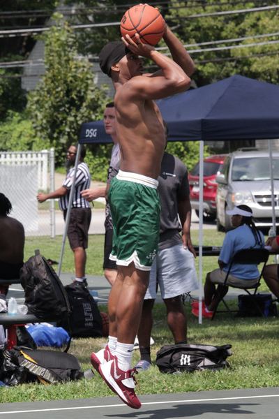 Player shooting a jump shot