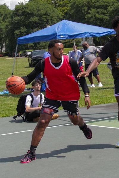 Player driving past a defender